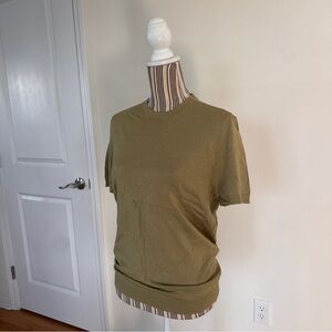 New Zara Olive Green Sweater Short Sleeve Shirt